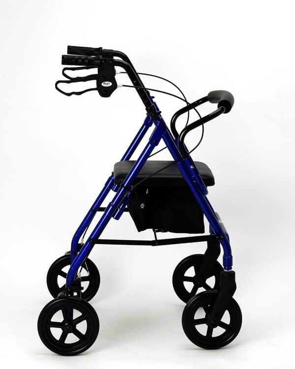 Days Déambulateur Pliant et Léger à Quatre Roues avec Siège Rembourré, Freins Verrouillables, Poignées Ergonomiques et Sac de Transport, Aide à la Mobilité, Taille M, Bleu