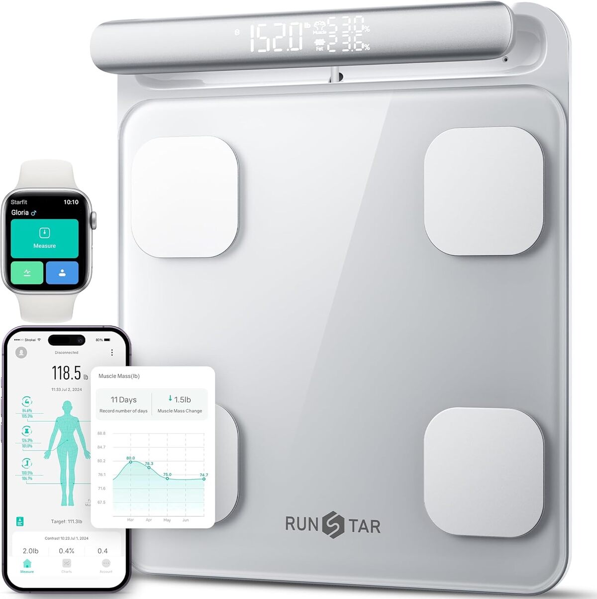 Test de la balance intelligente Runstar Balance : 8 électrodes pour poids et graisse