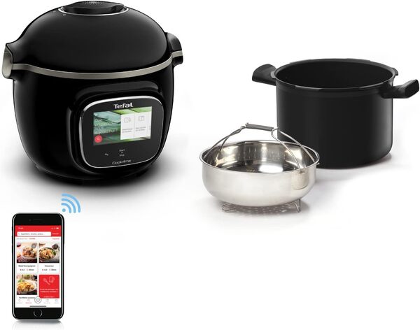 Moulinex Cookeo Touch Wifi Multicuiseur intelligent, Haute pression, Cuve 6 L, Jusqu’à 6 personnes, Connecté & Extra Crisp Couvercle Cookeo, Recettes croustillantes, 4 programmes automatiques