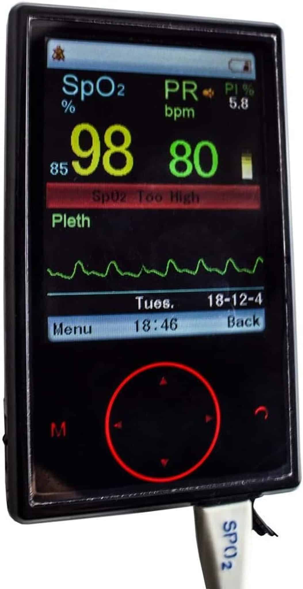 Test de l'oxymètre de pouls numérique mobiclinic avec écran tft