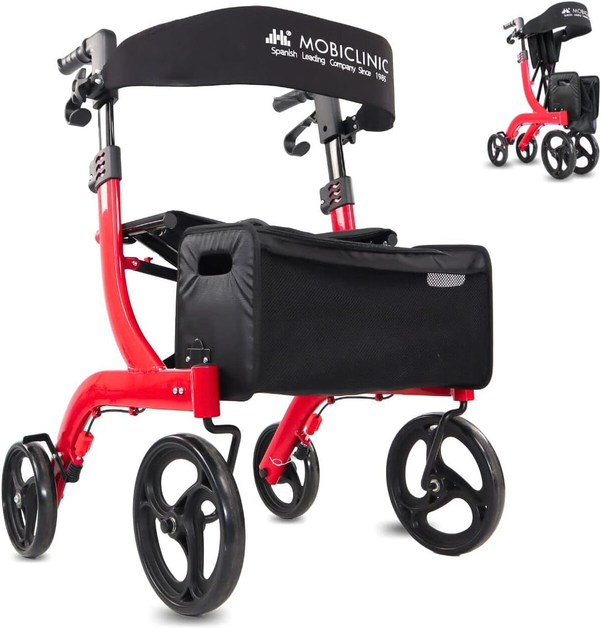 Test déambulateur Invicto Mobiclinic : pliage facile et grandes roues