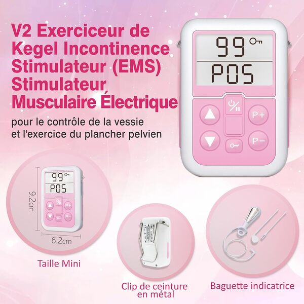 iSTIM V2 Kegel Exerciseur Stimulateur d'incontinence avec sonde pour le contrôle de la vessie et l'exercice du plancher pelvien pour les femmes Stimulateur musculaire électrique (EMS)