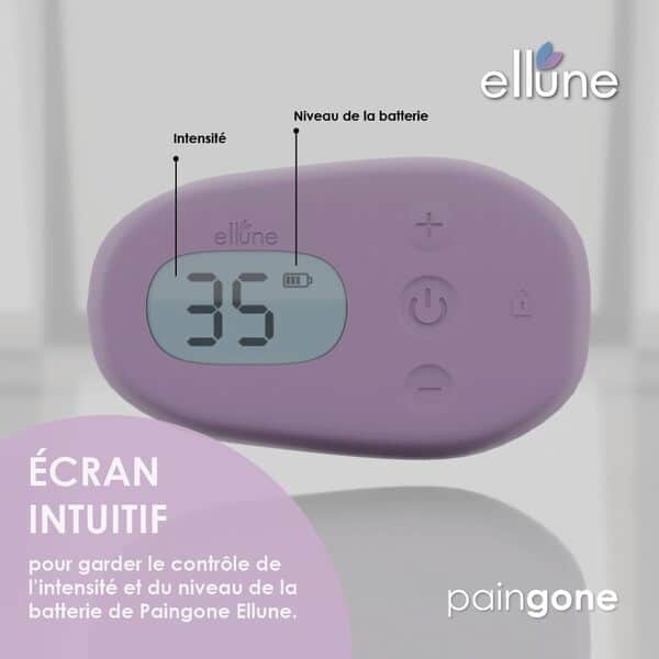 Paingone Ellune- Soulage les règles douloureuses et les douleurs liées à l’endométriose- Batterie performante longue durée- Écran intuitif- Recommandé par les experts médicaux- Noir intense