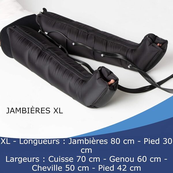 Dinamicamed ® Premium 4.0 Compact Pressotherapie Professionnelle Drainage Lymphatique 4 Chambres à Air - Appareil de Massage Jambes 2 Bottes Pressothérapie XL et Ceinture Abdominale