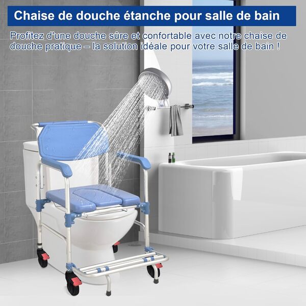 Chaise de Douche pour Personnes âgées, Chaise de Douche, Siège de Douche avec Roulettes pour Personnes âgées Pliable, Siege Baignoire Adulte Capacité de Charge Maximale de 150 kg (bleu 2)