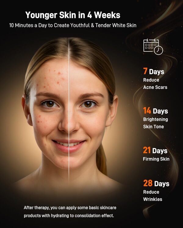 Masque Facial LED Thérapie à la Lumière Rouge de Luminothérapie pour Anti-âge et Rajeunissement de La Peau Masque en Silicone Sûr pour La Maison, Idée Cadeau