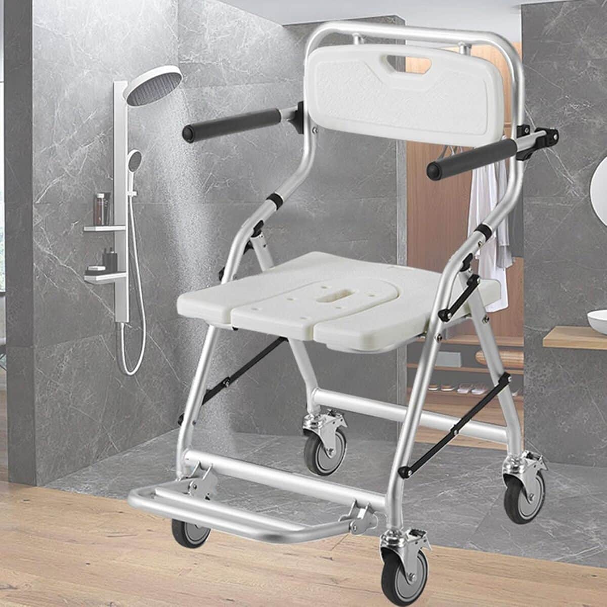 Test chaise de douche à roulettes avec dossier amovible : confort et sécurité assurés