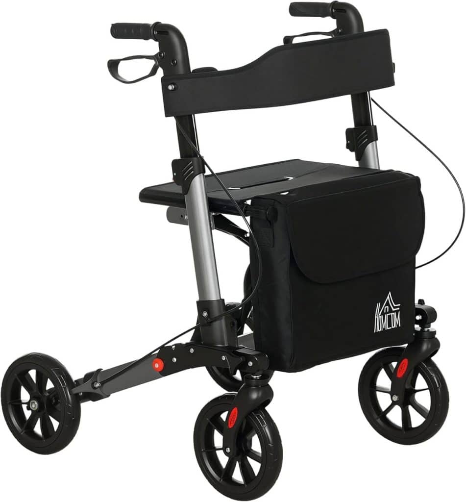 Test du déambulateur HOMCOM pliable à 4 roues avec siège