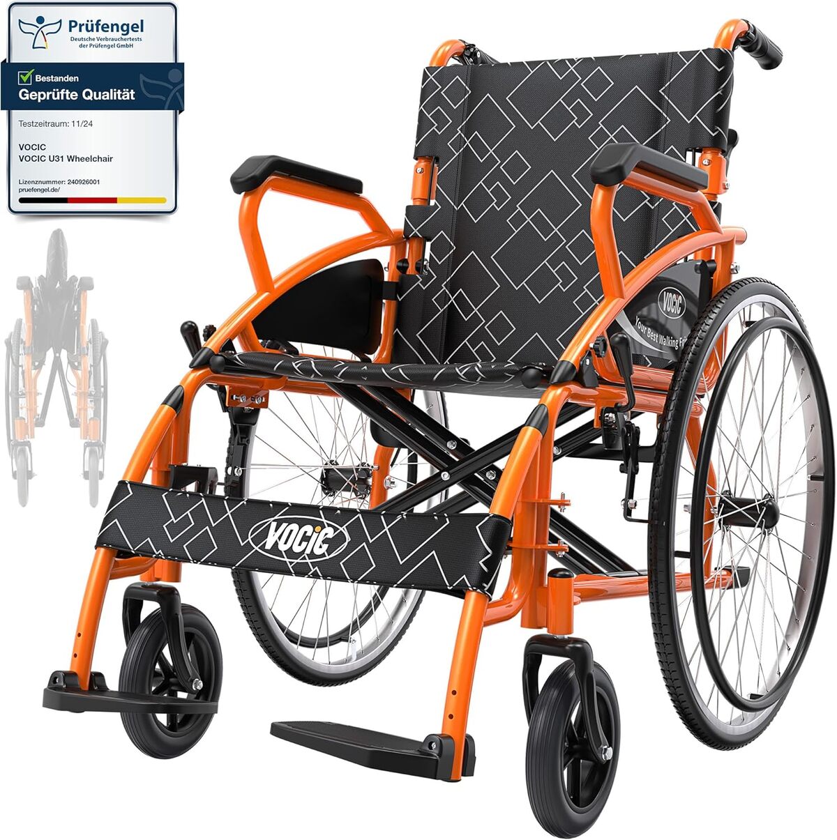 Test du fauteuil roulant pliable léger VOCIC U31 : robustesse et mobilité tous terrains