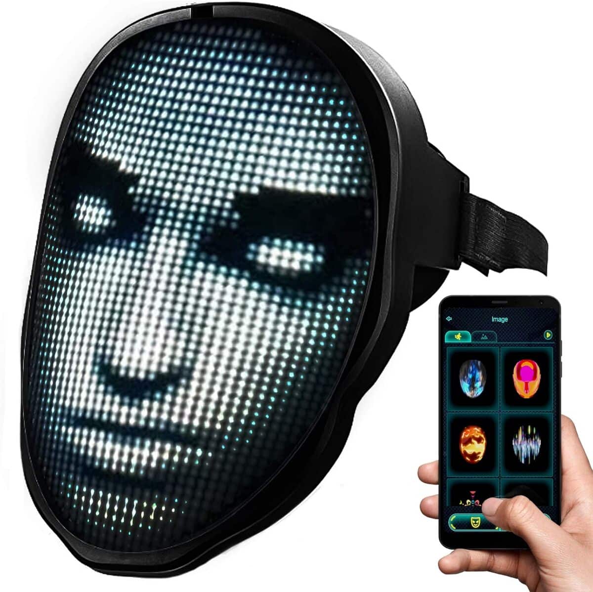 Test du masque LED programmable pour Halloween