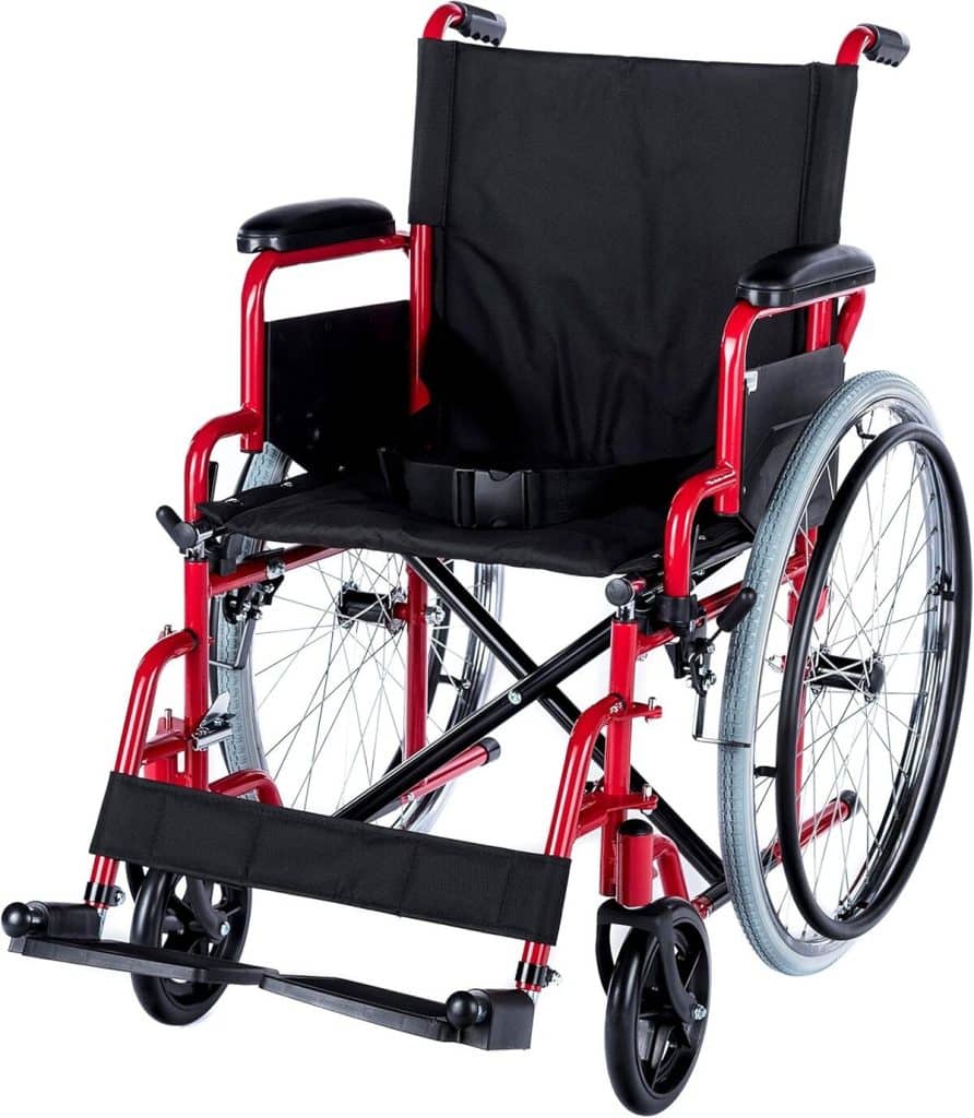 Test : fauteuil roulant Dynamic 46 cm de Romed, rouge et pliant