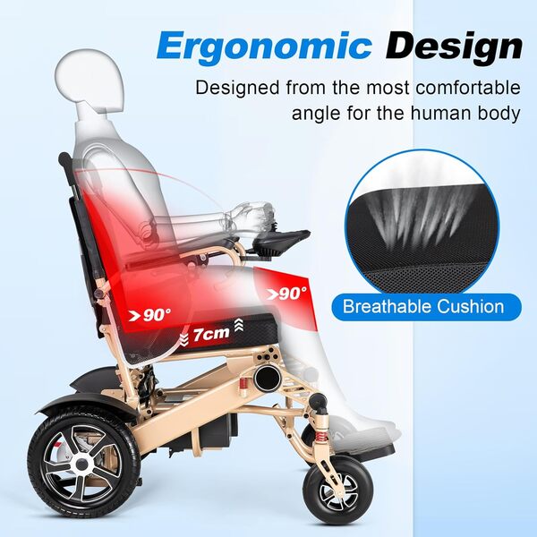 WEYRAL Lot de 2 fauteuils roulants électriques pliables, de 12AH, de 48 km de long, jusqu'à 150 kg, pour personnes âgées, avec commande arrière, sac à poussière et sac de transport