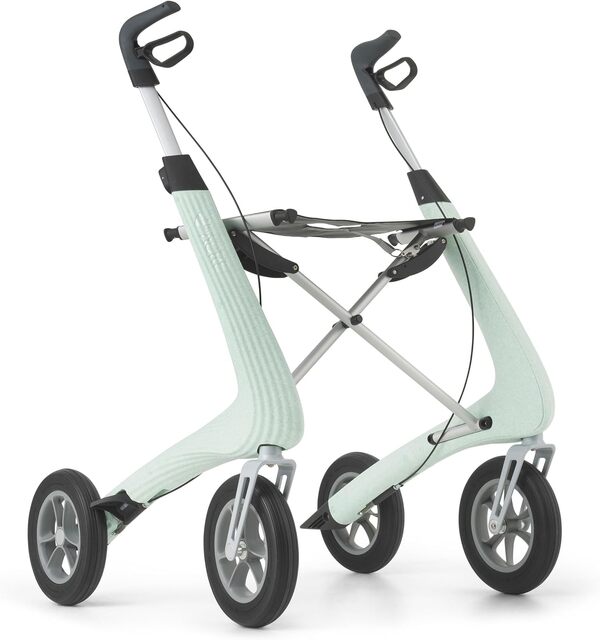 byACRE Nordic Pioneer - Déambulateur polyvalent et léger en aluminium - Seulement 5,9 kg - Pour l'intérieur et l'extérieur - Facile à plier avec siège intégré (vert glacier)