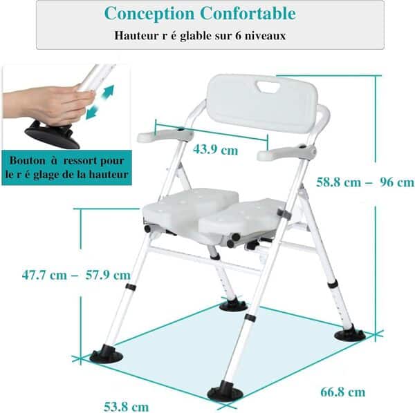 Chaise de Douche, Tabourets de Douche et de Bain, Sièges de Douche Pliables Légers pour Adultes,Sièges de Douche Antidérapants pour Personnes Âgées,Chaise de Bain pour Seniors Personnes Handicapées