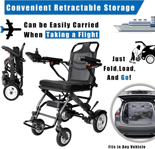 Fauteuil roulant portable léger pour adultes avec roues de 12 pouces (poids 20,9 lb), fauteuil roulant pliable en alliage d'aluminium de qualité supérieure avec suspension de roue avant et coussins de