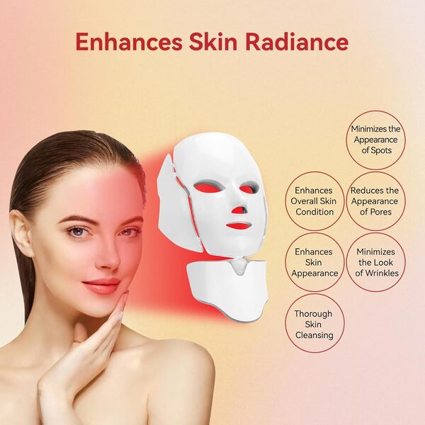 Masque facial LED avec luminothérapie 7 couleurs pour revitaliser la peau appareil de beauté pour la maison - thérapie par la lumière du visage