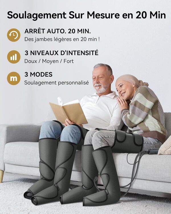 FIT KING Bottes Pressothérapie Jambes, Massage par Compression Air, Appareil Pressothérapie, Anti Jambes Lourdes, Soulagement Jambes Lourdes, Douleurs Musculaires et Rétention d'Eau