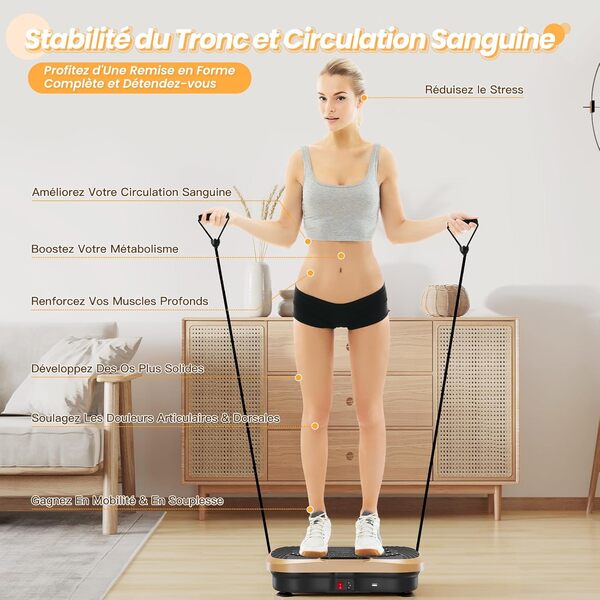 Dripex Plateforme Vibrante Oscillante Vibration Plate Puissante Exercise Machine 99 Vitesses Réglables Haut-Parleur Bluetooth Intégré Port USB Télécommande Écran LED