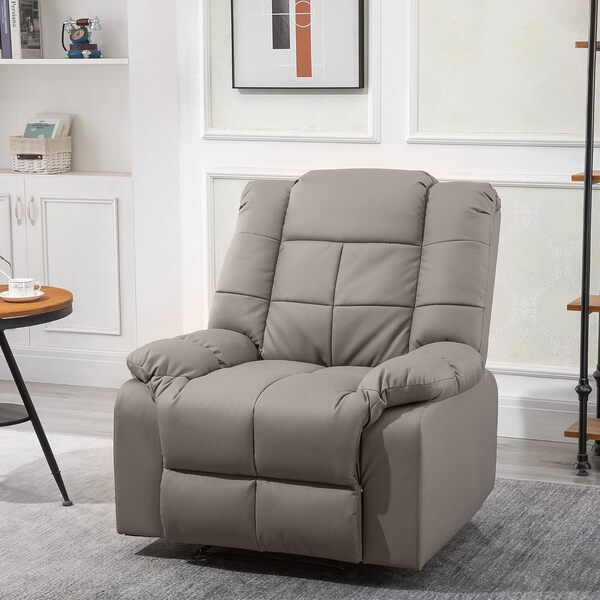 HOMCOM Fauteuil de Massage Fauteuil de Relaxation massant avec Dossier inclinable manuellement et Repose-Pied Fauteuil TV revêtement synthétique télécommande Incluse Gris