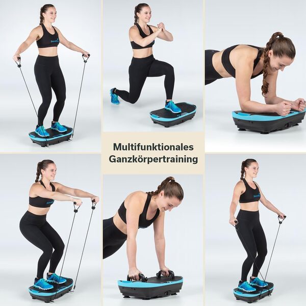 Skandika Plateforme Vibrante V2, 99 Niveaux D'intensité Oscillation 6 - 13 Hz, 3 programmes, Plaque Vibrante, Poignées et Bandes Amovibles, Écran LED, Surface Antidérapante, Télécommande, Max 120KG