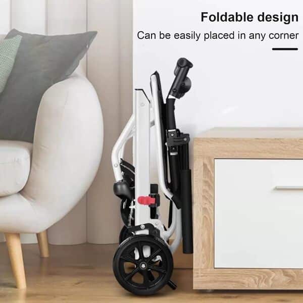 Fauteuil roulant pliable léger pour adultes et enfants, seulement 8,2 kg, fauteuil roulant de voyage portable avec sangle de sécurité réglable, roues en polyuréthane convenant à tous les terrains