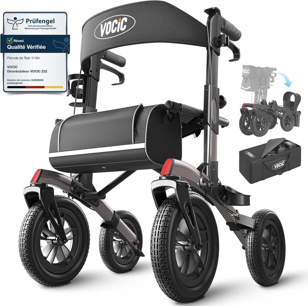 Test du déambulateur pliable VOCIC 4 roues léger : confort et fiabilité