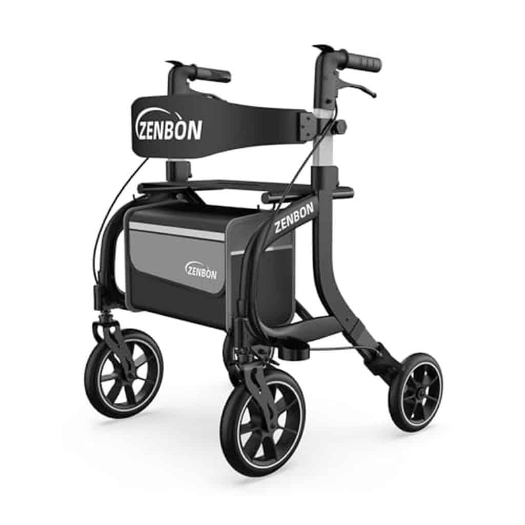 Test du déambulateur pliable en aluminium avec siège noir