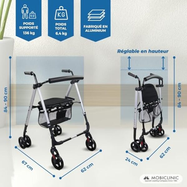 Découvrez notre analyse du déambulateur pliable Dehesa de Mobiclinic : la solution idéale pour une liberté de mouvement avec légèreté et confort.