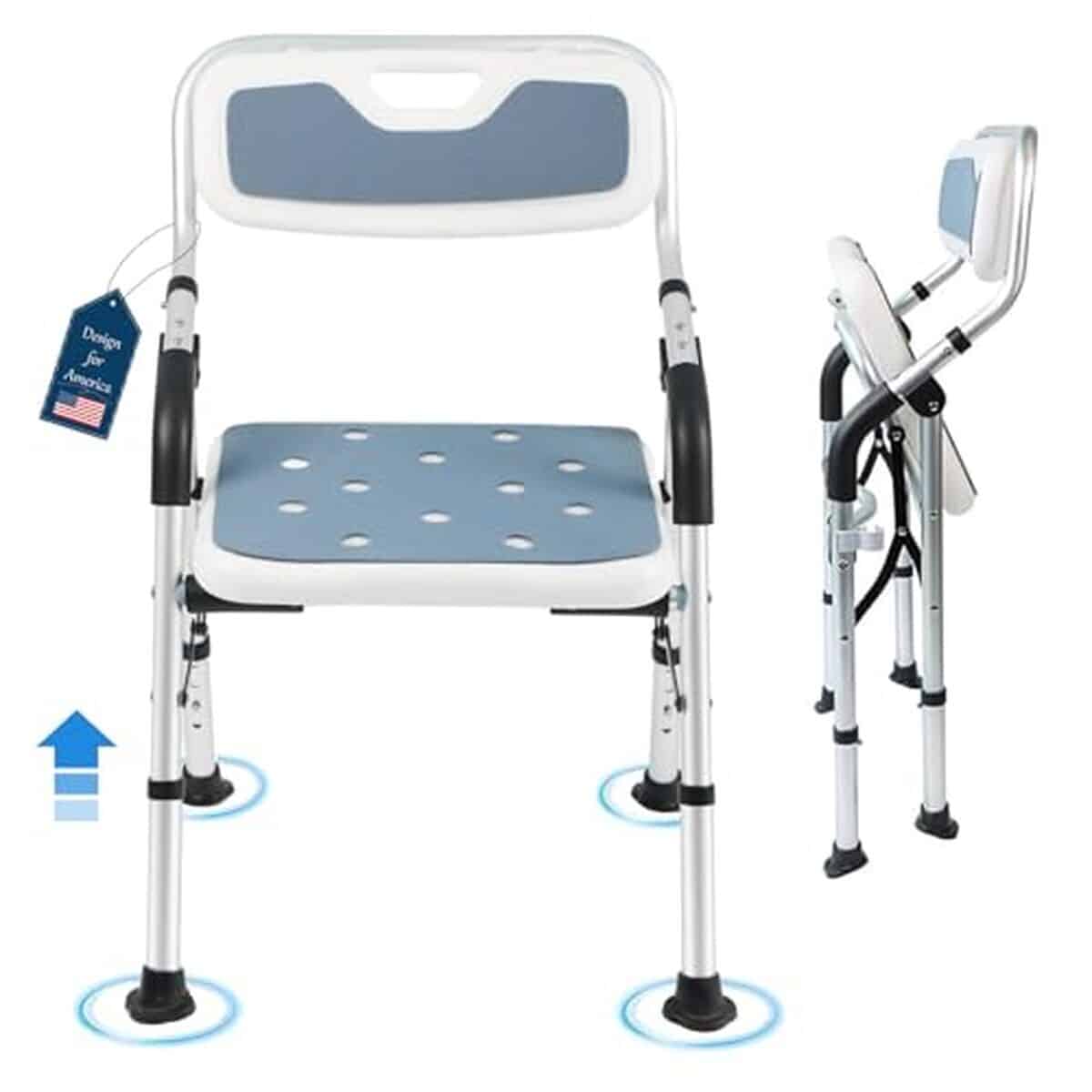 Test chaise de douche pliante EOSPRIM avec accoudoirs