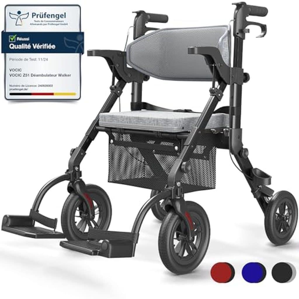 Test : déambulateur fauteuil roulant VOCIC 2 en 1 obsidien