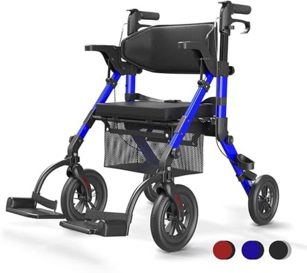 Test du VOCIC déambulateur fauteuil roulant 2 en 1 bleu, idéal pour voyages
