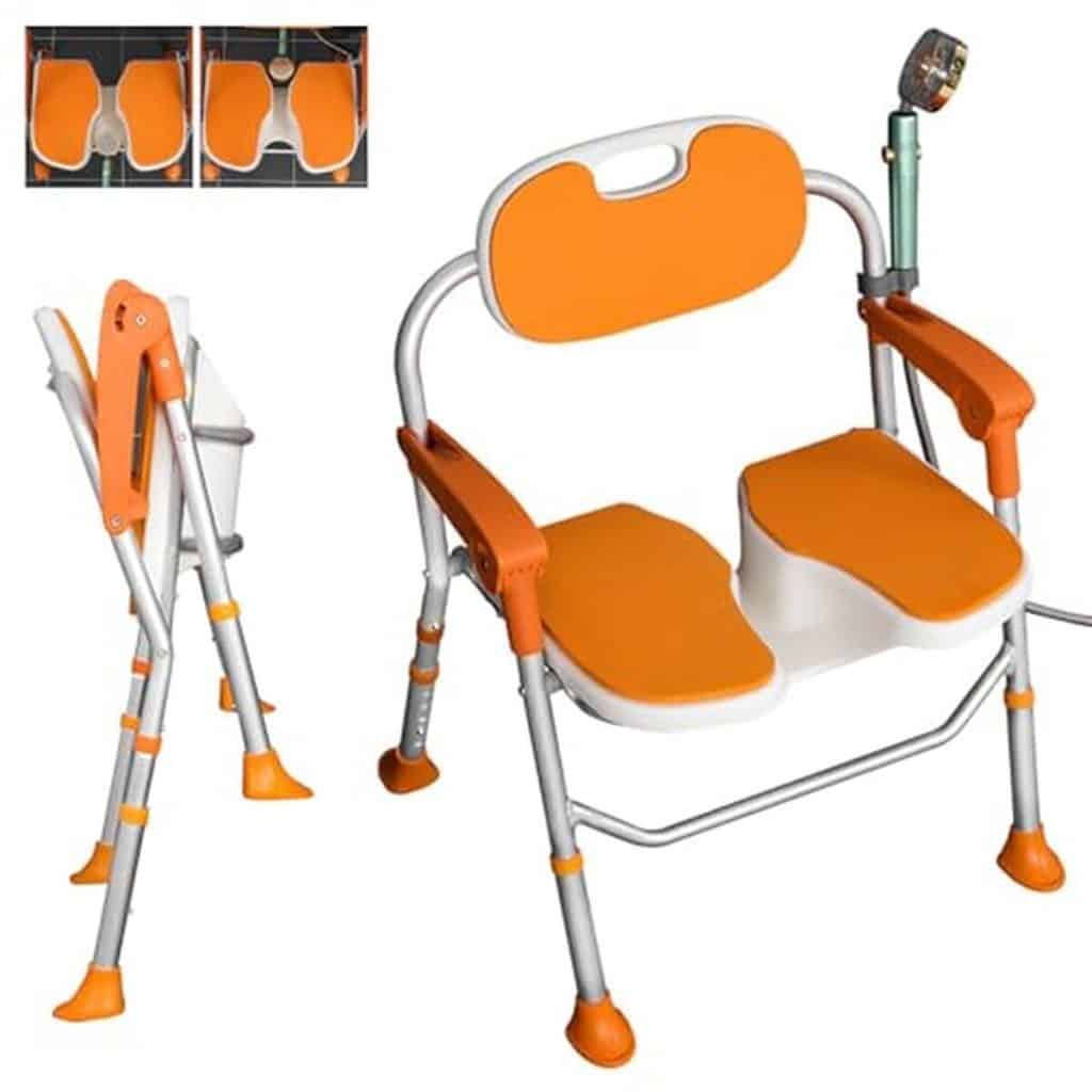 Test de la chaise de douche pliante antidérapante à accoudoirs