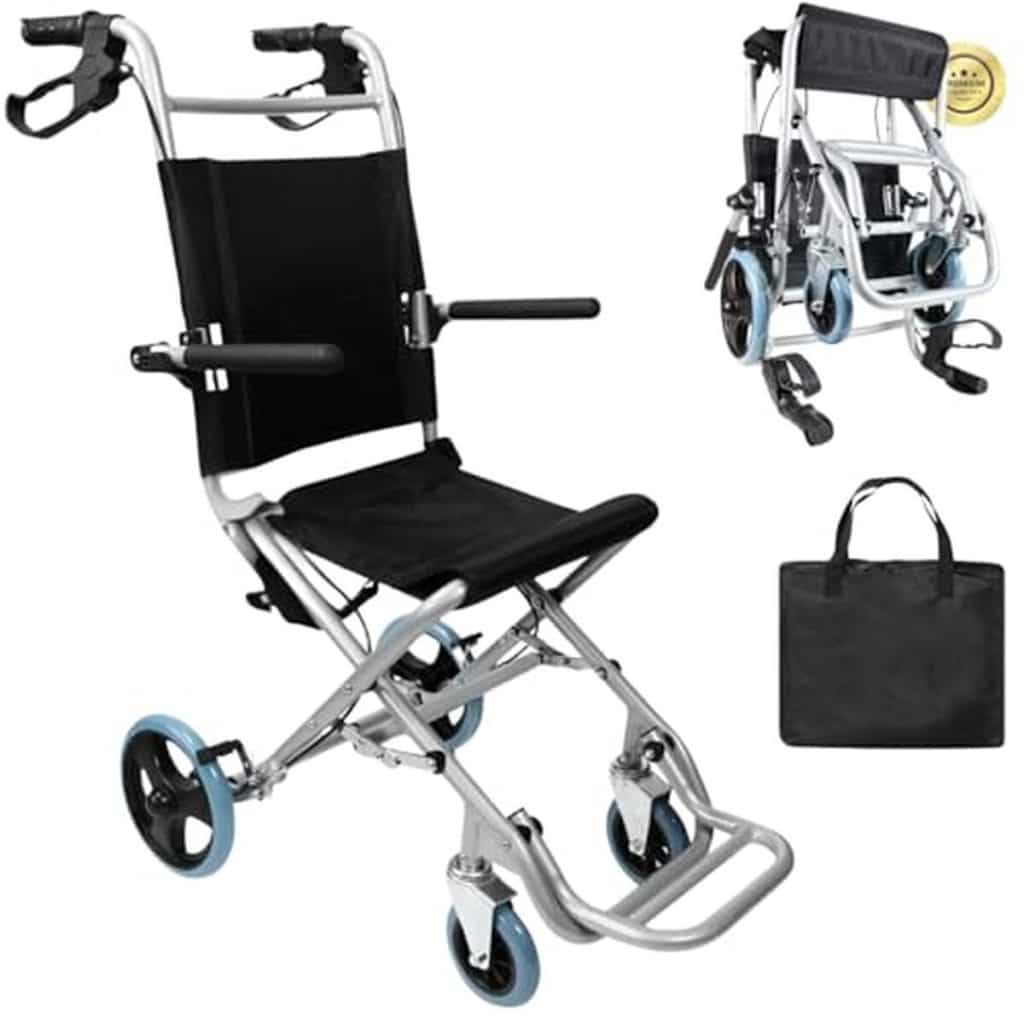 Test du fauteuil roulant pliable léger OrtoPrime en aluminium pour maison et extérieur