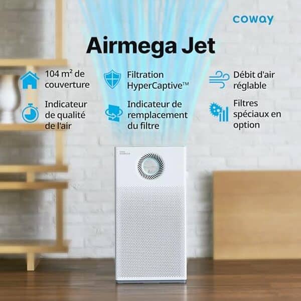 Découvrez notre test détaillé du purificateur d'air Coway Airmega Jet : performances, technologie megajet et efficacité réelle pour votre intérieur. 