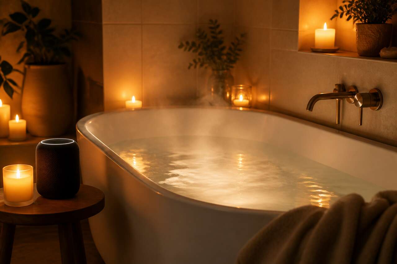 Rituels relaxants : bain chaud et musique douce Rituels relaxants : bain chaud et musique douce