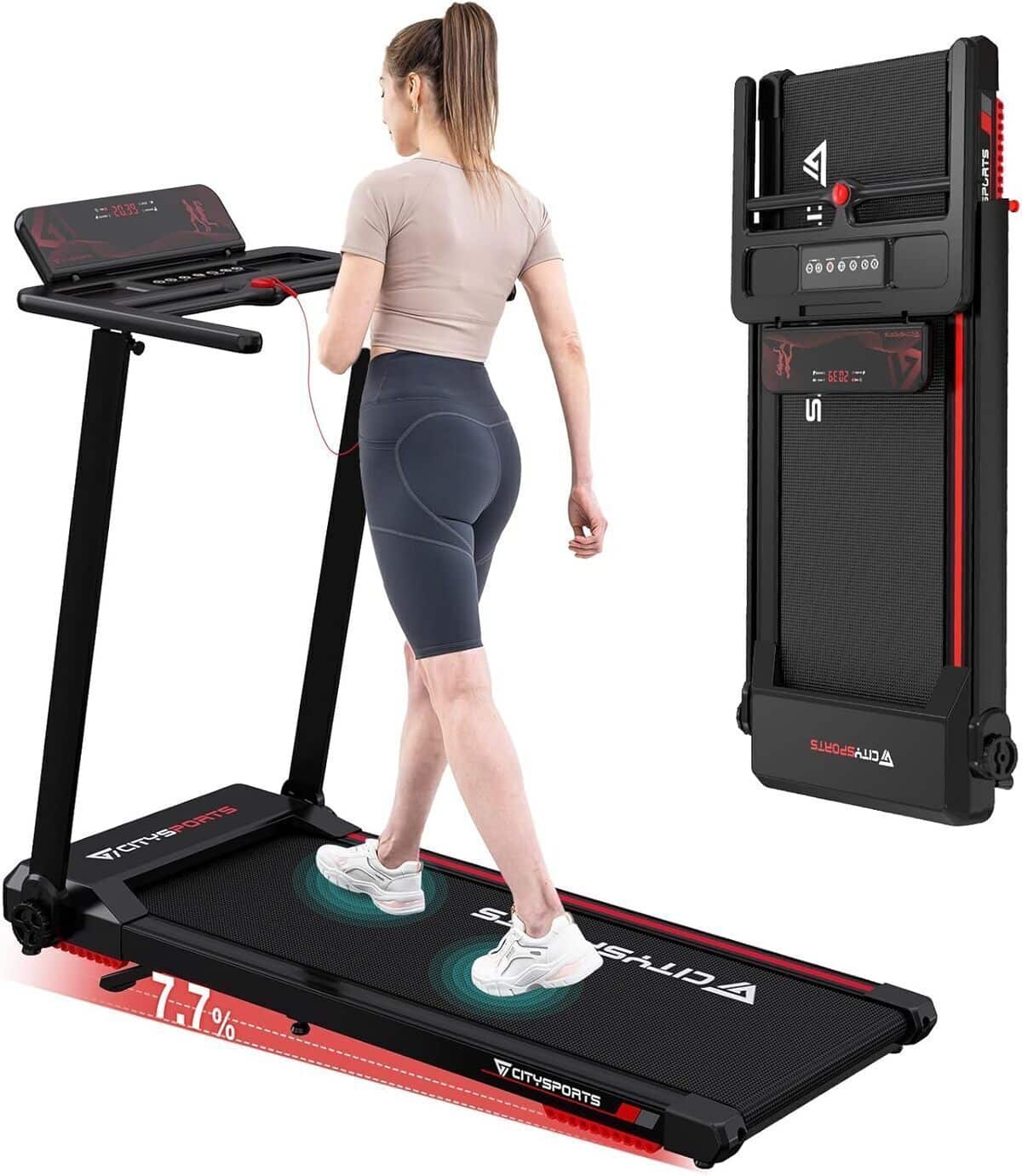 Test du tapis de course pliable CITYSPORTS 12 km/h : compact et connecté